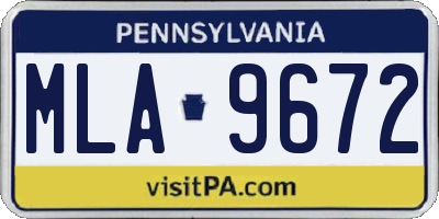 PA license plate MLA9672