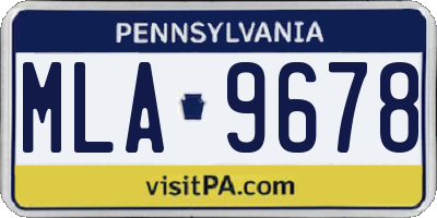 PA license plate MLA9678