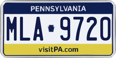 PA license plate MLA9720