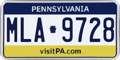 PA license plate MLA9728