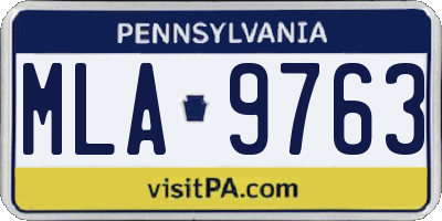 PA license plate MLA9763