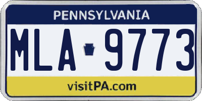 PA license plate MLA9773