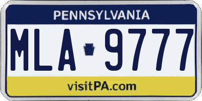 PA license plate MLA9777