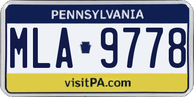 PA license plate MLA9778