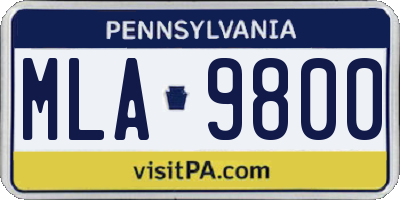 PA license plate MLA9800