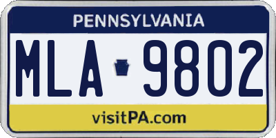 PA license plate MLA9802