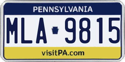 PA license plate MLA9815