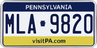PA license plate MLA9820