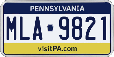 PA license plate MLA9821