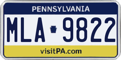 PA license plate MLA9822