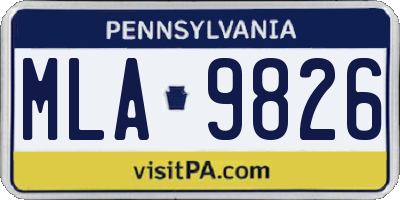 PA license plate MLA9826
