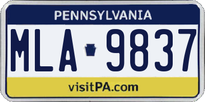PA license plate MLA9837