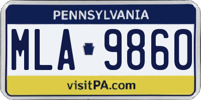 PA license plate MLA9860