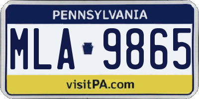 PA license plate MLA9865
