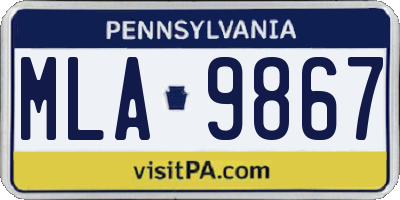 PA license plate MLA9867