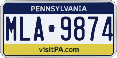 PA license plate MLA9874