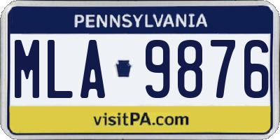PA license plate MLA9876