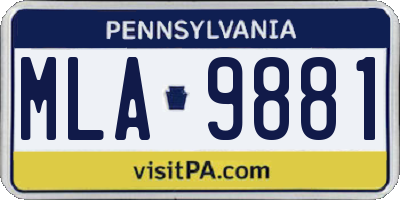 PA license plate MLA9881