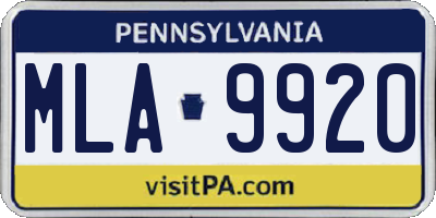 PA license plate MLA9920