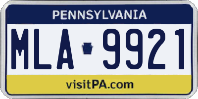 PA license plate MLA9921