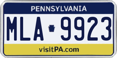 PA license plate MLA9923