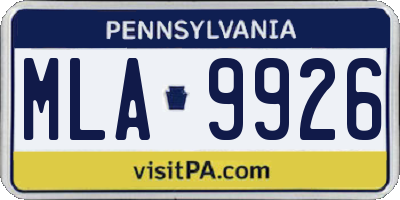 PA license plate MLA9926