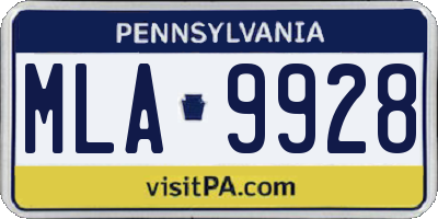 PA license plate MLA9928
