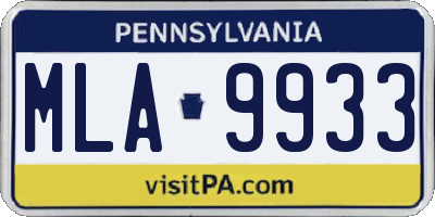 PA license plate MLA9933