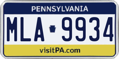 PA license plate MLA9934