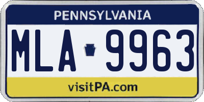 PA license plate MLA9963