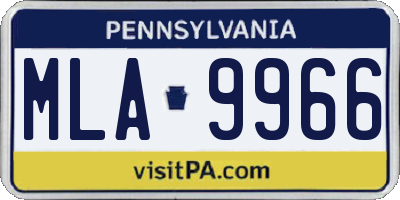 PA license plate MLA9966