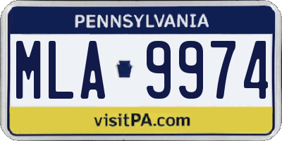 PA license plate MLA9974