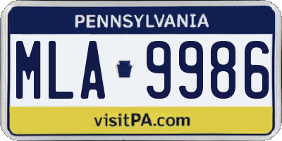 PA license plate MLA9986