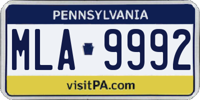 PA license plate MLA9992