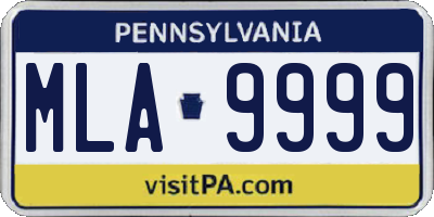 PA license plate MLA9999