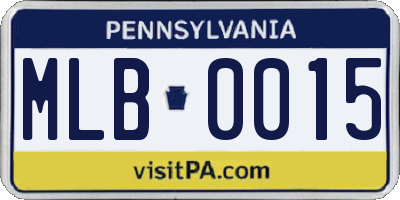 PA license plate MLB0015