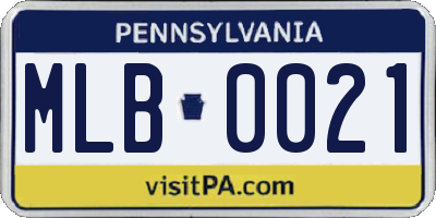 PA license plate MLB0021