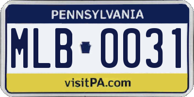 PA license plate MLB0031