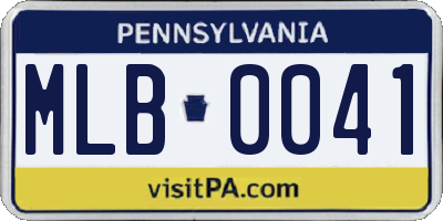 PA license plate MLB0041