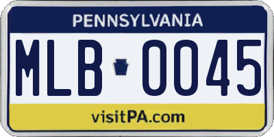 PA license plate MLB0045