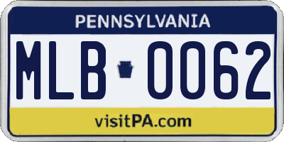 PA license plate MLB0062