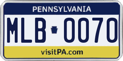 PA license plate MLB0070