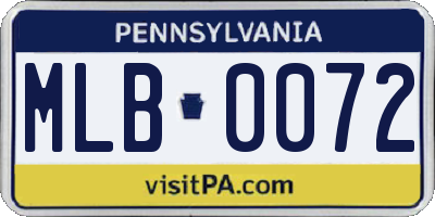 PA license plate MLB0072