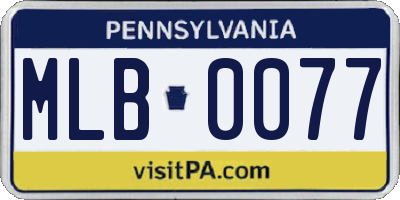 PA license plate MLB0077