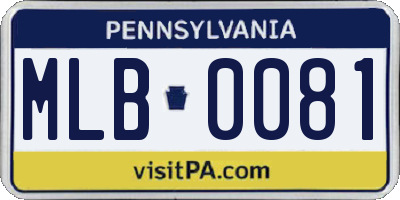 PA license plate MLB0081
