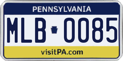 PA license plate MLB0085
