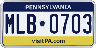 PA license plate MLB0703