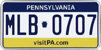 PA license plate MLB0707