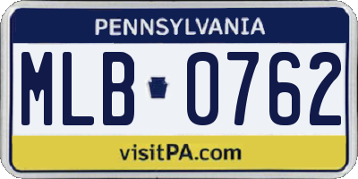 PA license plate MLB0762