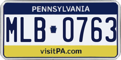 PA license plate MLB0763